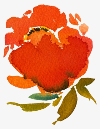 Hand Painted Orange Red Rendering Flower Png Transparent - Orange