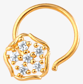 Mahi Gold Plated Indian Glamor Nose Ring With Cz Stones - Gold