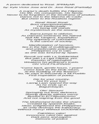 Poem Dedicated To Rizal