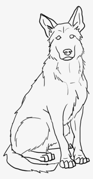 Dog Sitting Drawing - German Shepherd Husky Drawing