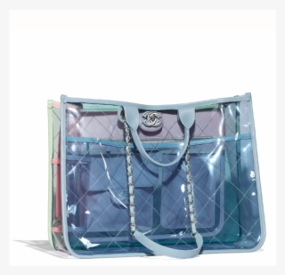 Chanel Blue/green/pink Pvc Coco Splash Medium Shopping - Chanel Plastic Green Tote