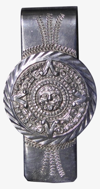 Sterling Silver Money Clip From Mexico With Aztec Calendar - Money Clip