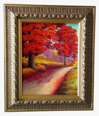 Red Maple Trees In The Fall, Original Landscape Oil - Canvas