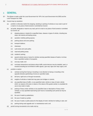 Draft Traffic Bylaw - Writing
