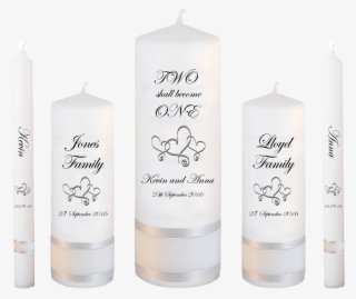 Wedding Candle Set Deluxe Inscription Font 2 Hearts - Candle Design In Wedding
