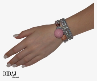 Didaj Pink, Blue & Grey Mosaic Italian Wrap Leather - Bracelet