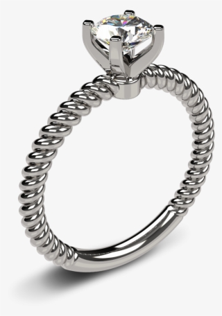14k White Gold Twisted Rope Diamond Engagement Ring - Twisted Rope Engagement Ring