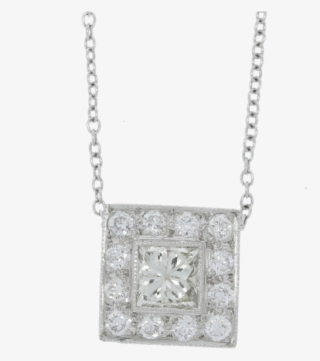 18ct White Gold Square Design Diamond Pendant & Chain - Diamond Pendant & Chain