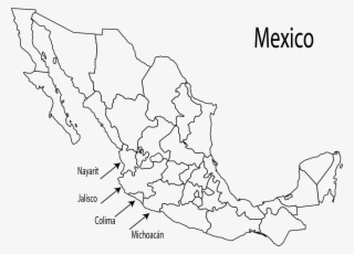 Mariachi Music Is Native To The Region Of Western States - Mexico Black Map Clipart