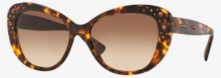 Havana Swarovski Cat-eye Sunglasses - Versace Crystal Charm Ve 4309b - Havana/brown Shaded