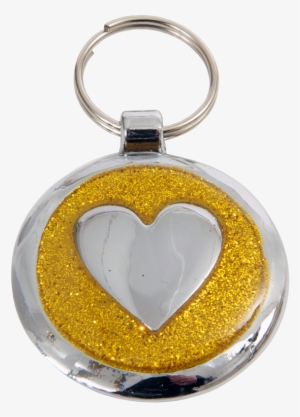 Luxury Designer Dog Tag Glitter Yellow Gold Heart Shimmer - Dog
