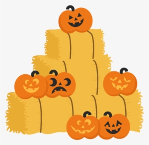 Jack O Lanterns On Hay Bales Svg Cutting Files Pumpkin - Straw Bales Clip Art