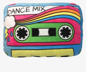 Picture Of Cassette Tape Embroidered Pillow - Iscream Old School! Cassette Mix Tape Shaped Embroidered