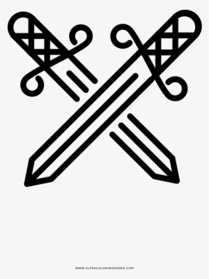Crossed Swords Coloring Page - Espadas Cruzadas Desenho