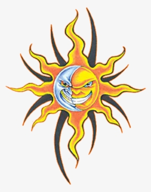 Tattoo Clipart Half Sun - Evil Sun And Moon