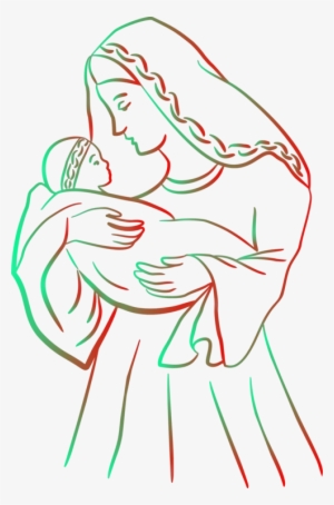 Christ Child Coloring Book Madonna Religion Nativity - Madonna And Christ Jesus Clipart