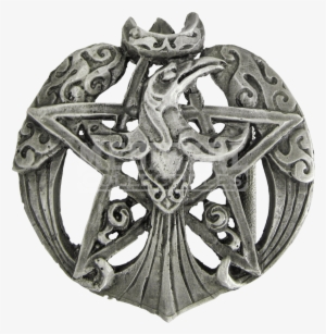 Pewter Raven Moon Pentacle Belt Buckle