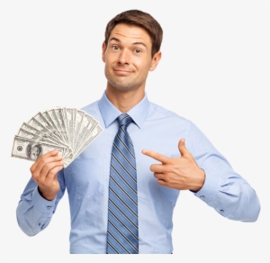Happy Man Holding In His Hand Bundles Of Money Cash - Man With Money Png