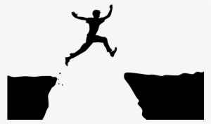 Onlinelabels Clip Art - Man Jumping From Cliff To Cliff
