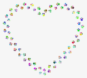Colorful Paw Prints Heart Mark Ii Image Transparent - Paw Print Black And White Heart