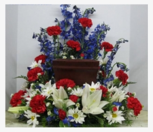 Patriotic Boxed Cremation Urn Wreath - Cremation Flower Arrangements Urn