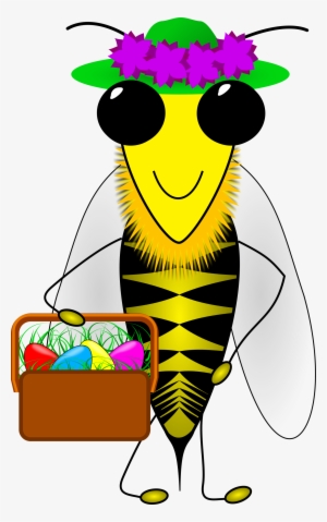 Flying Bee Png Clipart - Happy Easter Bumble Bee With A Basket