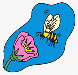 Flower, Cartoon, Bee, Flying, Plant, Insect, With - Cartoon Bee On Flower