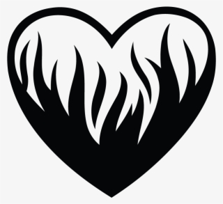 Heart Flames Love Webcore Angelcore Goth Gothic Freetoe - Love Tattoo Black And White