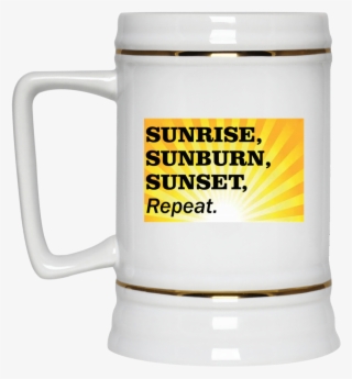 Sunrise Sunburn Sunset Repeat Burst White Drinkware - Hilton Head Island South Carolina Pirate Souvenir Tshirt