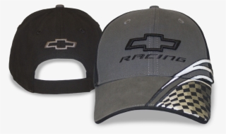 Grey/black Chevrolet Racing Hat W/checkered Flag - Baseball Cap