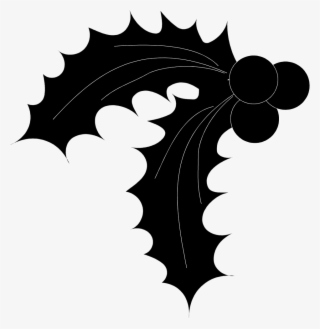 Free Stock Photo Illustration Of Leaves And - Holly Berries Clipart Black And White