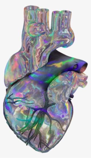 Chrome Heart Seapunk Trippy Freetoedit - Holographic Tumblr Heart