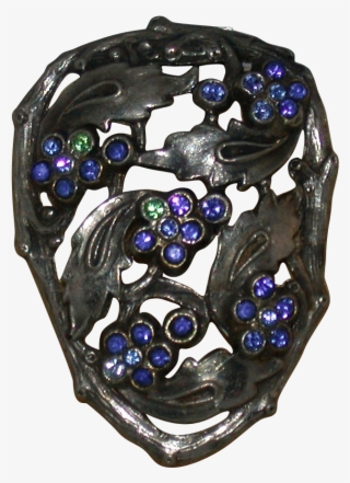 1930's Rhinestone Clip, Leaves, Flowers & Vines, Vintage - Opal