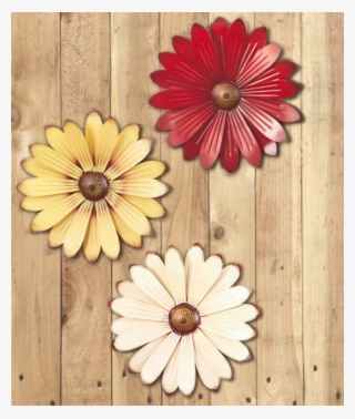 Metal Set Of 3 Blossoming Blooms Flower Wall Hanging - Red Metal Wall Flower