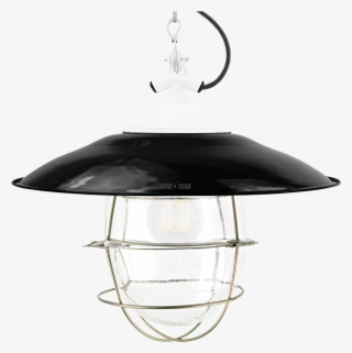 Black Enamel Shade White Bell Jar Light Brass Cage - Bell Jar