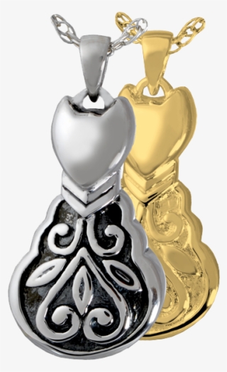 Antiqued Silver And Gold-plated Kitty Necklace - Cremation Jewelry: Scroll Kitty