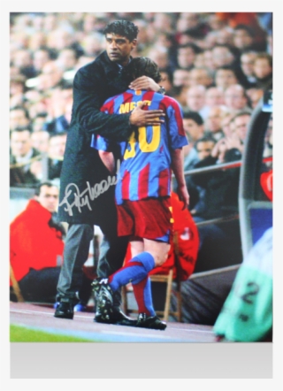Frank Rijkaard Signed Barcelona Photo - Frank Rijkaard Va Messi