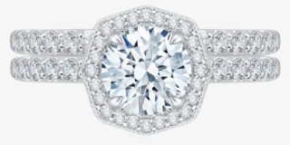 18k White Gold Round Cut Diamond Octagon Shape Halo