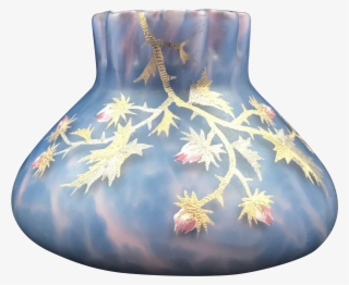 Harrach Marbled Enameled Bohemian Art Glass Vase, Ca - Cushion