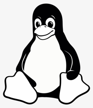 Black And White Vector Line-art - Linux Penguin
