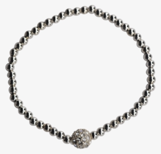 Silver Disco Ball Stretchy Beaded Bracelet