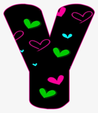 Abecedario Negro Con Corazones Neón - Abecedario Negro Con Corazones Neón Bla