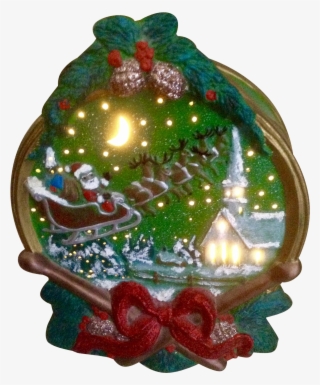 Vintage Christmas Night Light Santa Claus Sleigh And - Christmas Ornament