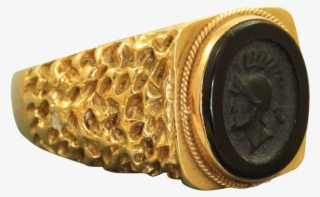 Estate 18 K Onyx Intaglio Roman Soldier Ring