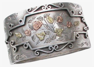 Antique Victorian 1883 Sterling Silver Wide Bangle - Belt Buckle