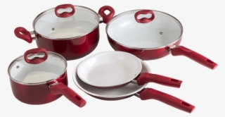 Red And White Pot And Pan Cookware Set