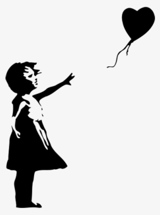 Vinilo Decorativo Banksy Niña Globo Corazón - Shredded Girl With Balloon