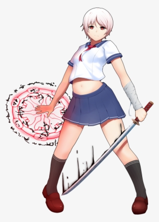 Japanese School Girl With Sword - Cartoon