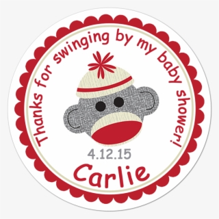 Sock Monkey Baby Shower Personalized Sticker - 24 Pirate Party Bag Thank You Stickers - Skull And