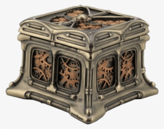 Bronze And Copper Steampunk Butterfly Trinket Box - Steampunk Butterfly And Gears Trinket Box